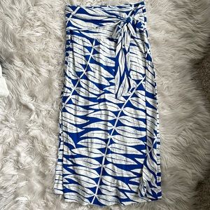 Patagonia Pataloha Tie Midi Skirt, Blue and White Floral, Size Small